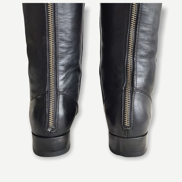 $398 Frye Melissa Stud Black Back Zip Tall Real Leather Black Knee High Boot - Picture 12 of 16